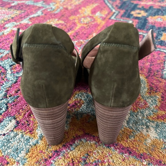 Madewell | Women’s green suede Alena stacked heel open toe ankle strap shoe sz 7 - Picture 9 of 14